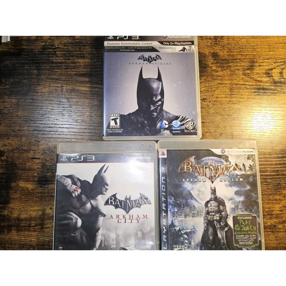 Batman PS3 Game Lot Of 3 Arkham City, Origins, Asylum, Playstation 3 Cib Bundle